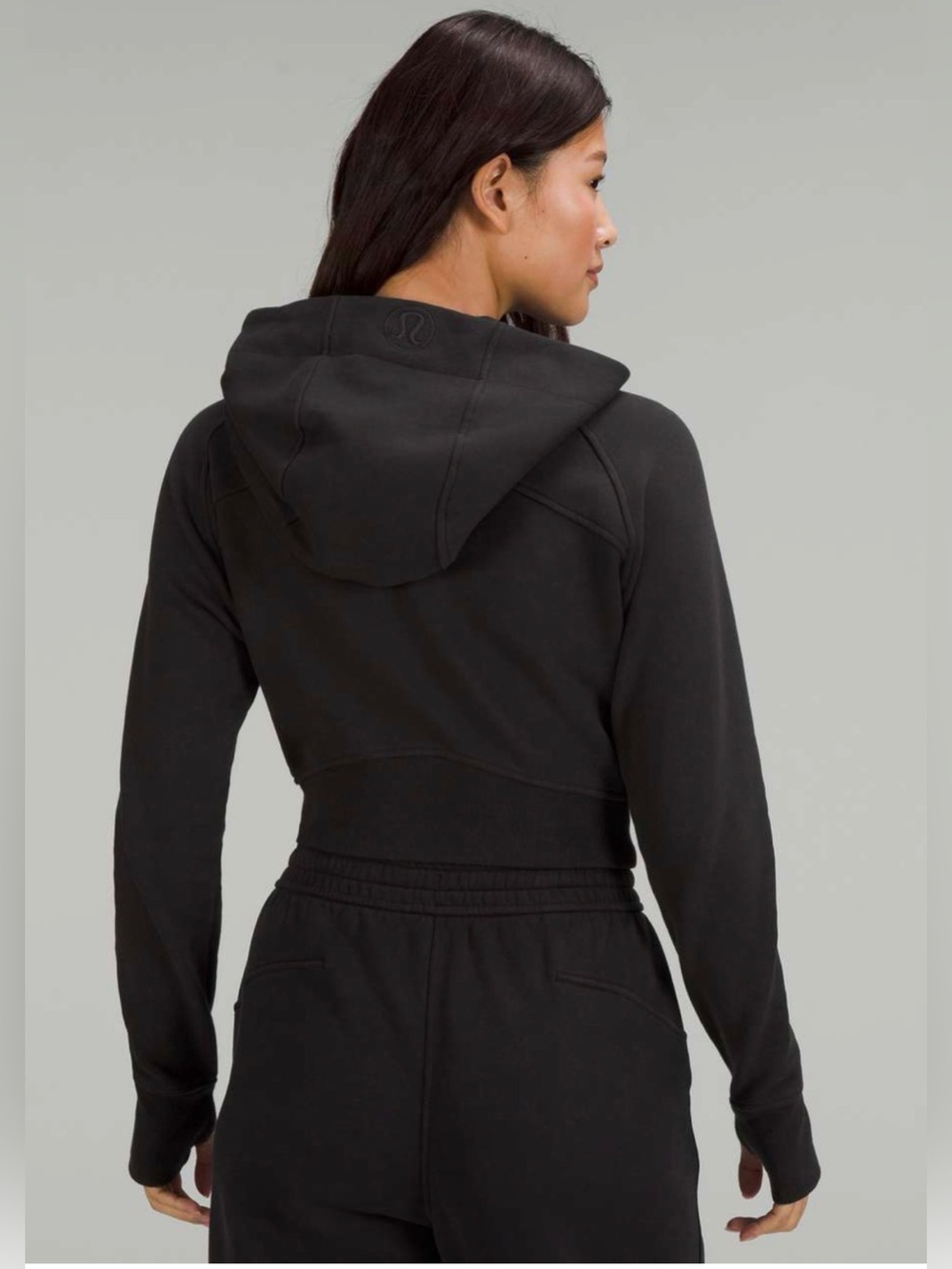Worn once. Lululemon Scuba Full-Zip Cropped Hoodie - black - Picture 3 of 7